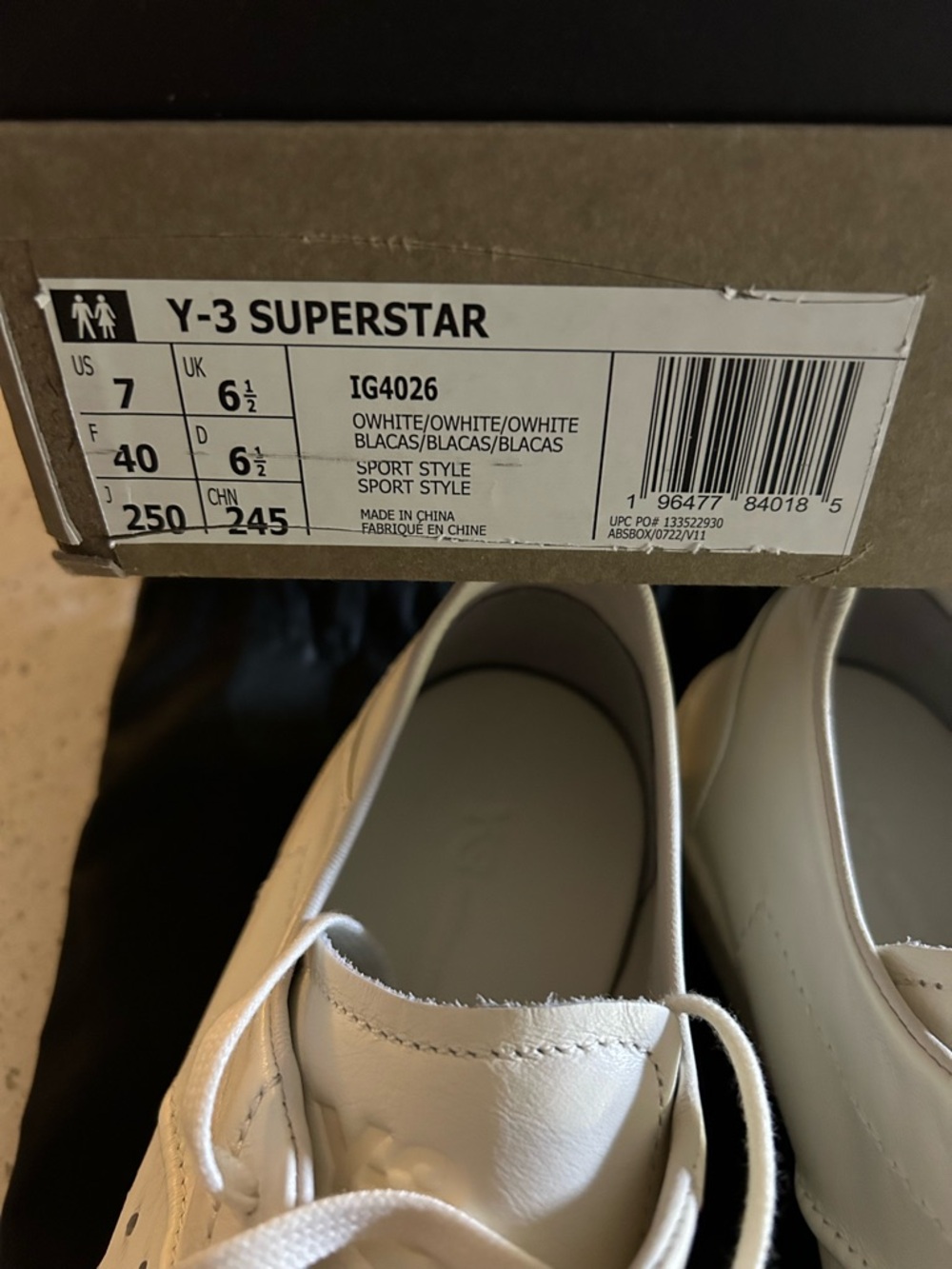 ADIDAS Y-3 SUPERSTAR Yohji Yamamoto White Leather Low-Top Sneakers Size 7 - Picture 11 of 11